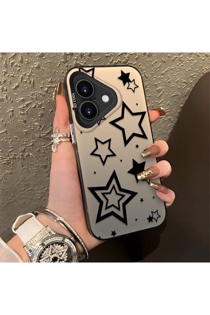 iPhone 17 Compatible Silicone Edge Hard Back Anti-Fall Phone Case Stars Patterned