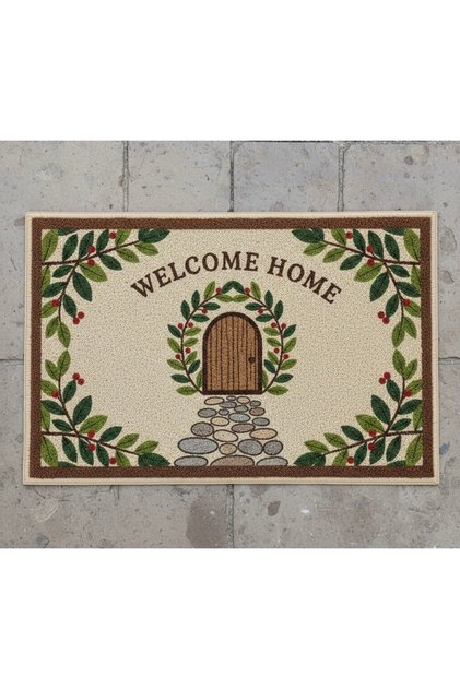 Atherz Domestic Production Welcome Home Designed Door Mats, Pack of Digital Print and Non-Slip Sole Pieces, 70X45 cm