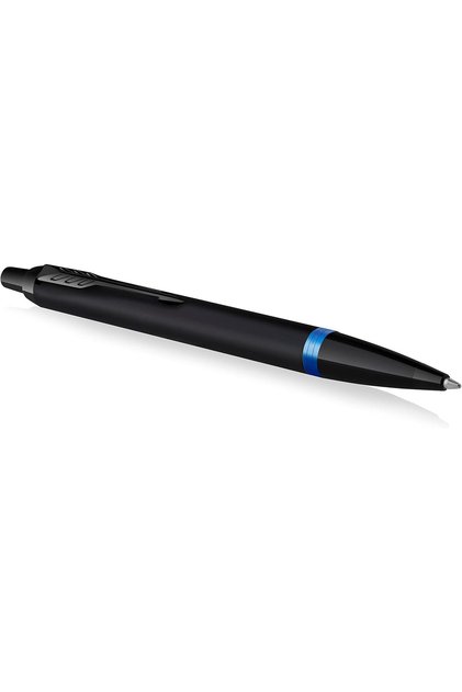 Ballpoint pen with medium tip, blue ink and vibrant rings from Parker, satin black with navy blue accents