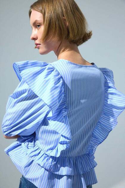 Poplin wrap blouse