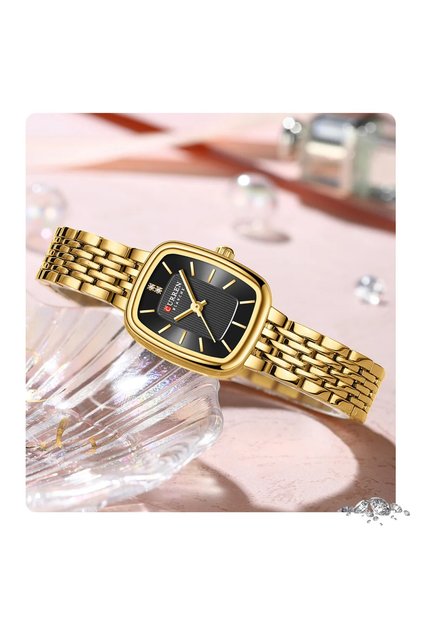 9093 Women’s Stainless Steel Quartz Wrist Watch – Elegant Rectangular Dial, Brand Box & Bag