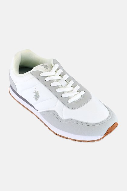 Men Brand Logo Lace Up Casual Shoes, White