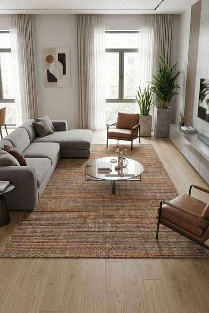 Duru Hasır Renkli Dekoratif Kilim – Renkli Detaylı, Tozumaz, Antialerjik ve Robot Süpürgeye Uyumlu