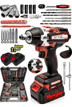MOONSHOP Japon Teknoloji Darbeli Kömürsüz 124v Vf Motor Çift Akülü