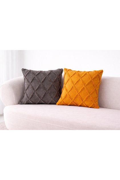 Double Decorative B Diamond Pattern K Linen Fabric K Cushion Cover 43X43