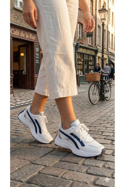 White Silver Women's Casual Sports Shoes