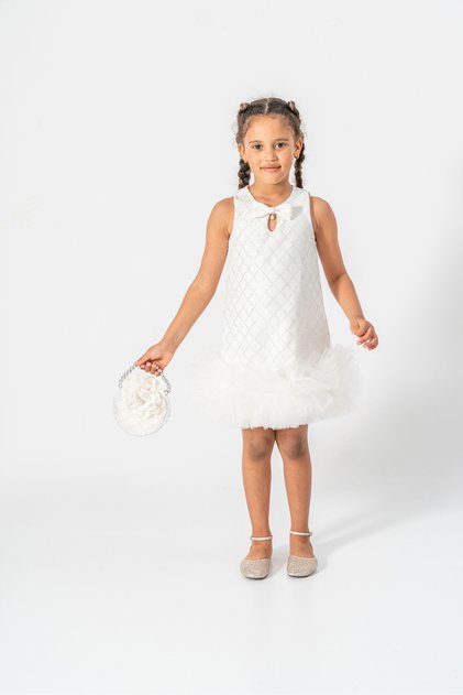 Rochie de seară cu fustă cu sclipici și geantă cu volane, pentru petrecere/zi de naștere/ocazie specială