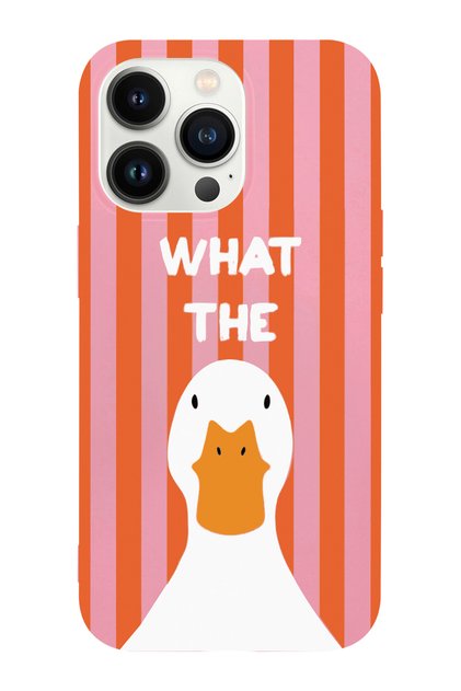 iPhone 14 Pro Compatible What the Duck Patterned Microfiber Inside, Tpu Silicone Phone Case