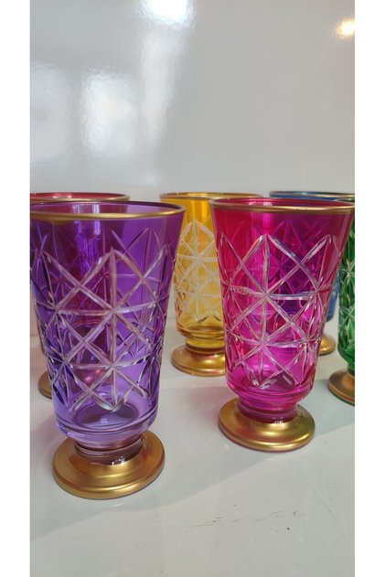 Coffee Side Water Glass 6 Pieces 6 Colors Straw Cut Coffee Side Glass