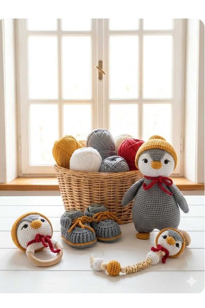 Amigurumi Penguen Alba - 4lü set