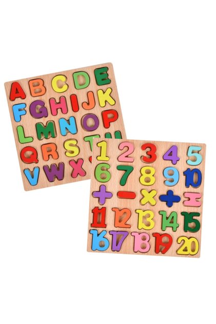 Set puzzle incastru Litere si Cifre, 20 x 20 cm, multicolor