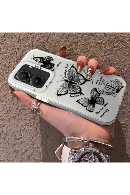 حافظة هاتف من السيليكون ذات حافة صلبة ومضادة للسقوط متوافقة مع هاتف Poco X7 Pro Butterfly منقوش