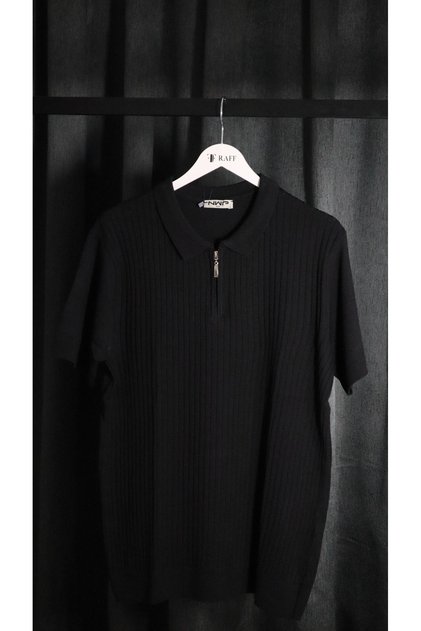 Men's Half-Zip Knitwear T-Shirt Striped