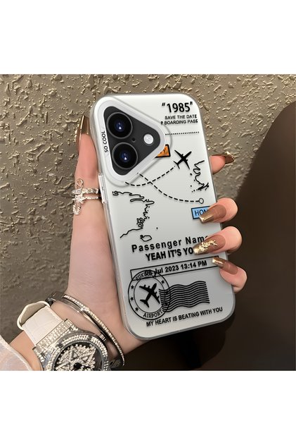 iPhone 17 Compatible Silicone Edge Hard Back Anti-Fall Phone Case Flight Patterned