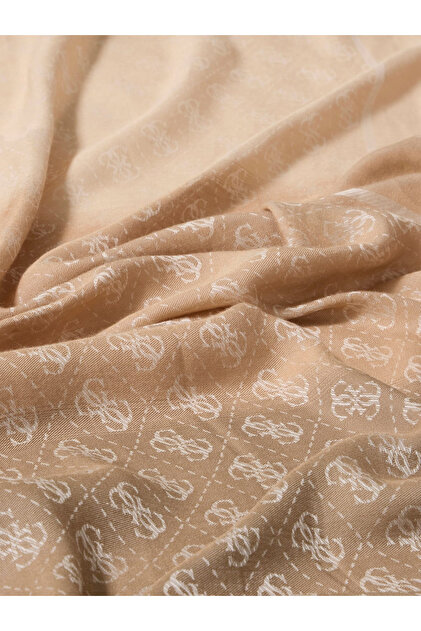 GUESS Embossed Scarf 35X180 Schal Camel hellbraun schwarz Neu