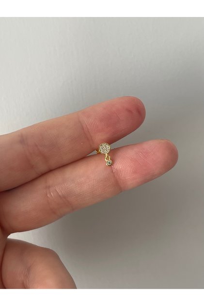 Gümüş sallantılı yuvarlak oiercing