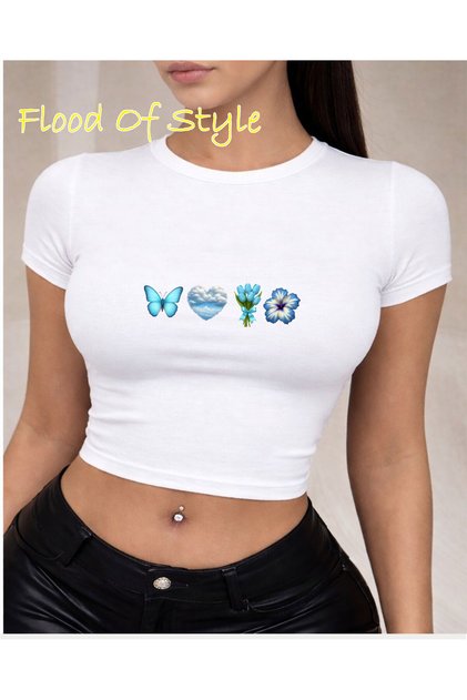 White Babby Tee Cloud Heart Lekelebek Special Design