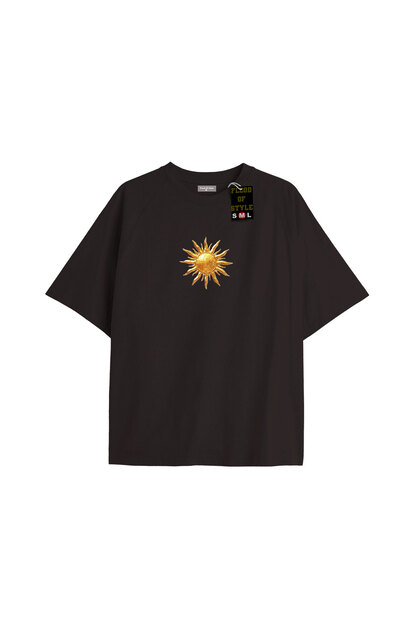 Black Oversized T-Shirt Sun Special Design