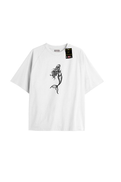 White Oversized T-Shirt Mermaid Special Design
