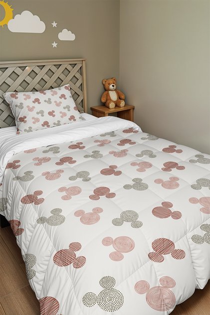 Polka Dot Mice Patterned Single Duvet and Pillowcase