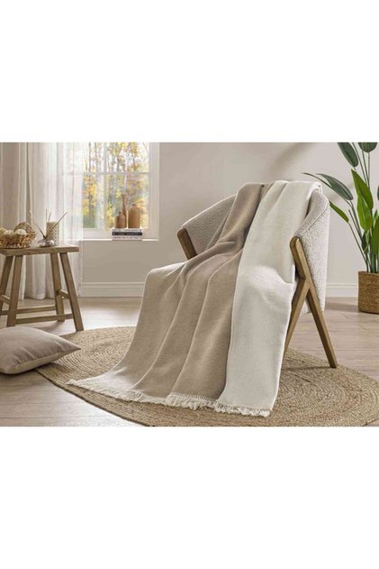 Blanket Cotton Brown Beige Double