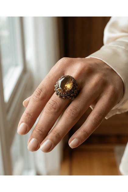 Bronze Jewelry Authentic Color Changing Zultanite Stone Oval Cut Baguette Model Vintage Women's Ring