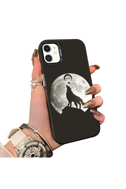 iPhone 12 Mini Compatible Hard Acrylic Back Silicone Edge Lens Protection Case Wild Wolf