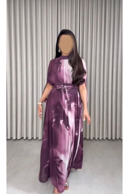 Chiffon dress with a wavy pattern
