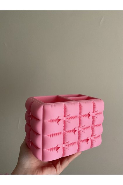 Fluffy Looking 3-Compartment Makeup Organizer, Brush Holder, Pen Holder, Decorative Box