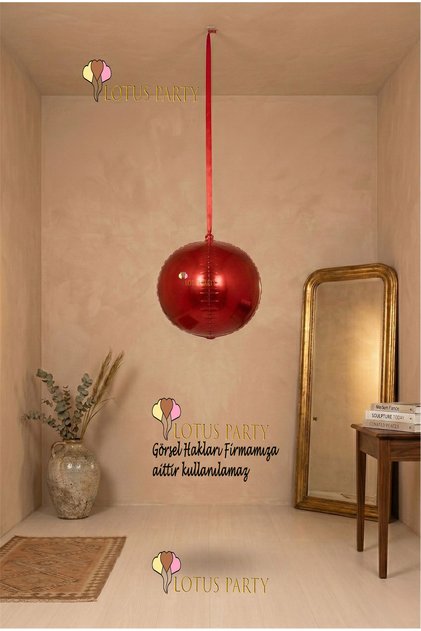 Red Globe Foil Balloon - Metallic Shiny Red Globe Foil Balloon 1 Piece