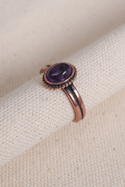 Amethyst Stone Copper Ring