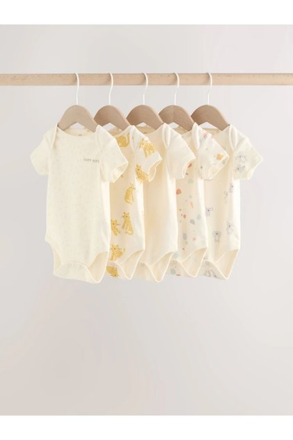 100% Cotton Piece Shiny Short Sleeve Baby Rompers 5-Pack