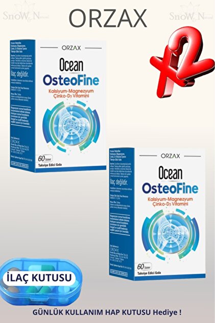 OsteoFine (Kalsiyum - Magnezyum - D3 Vitamini - Çinko) 60 Tablet 2 ADET + Hap Kutusu Hediye