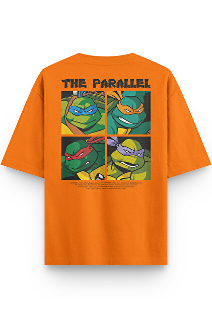 Overoz Ninja Sırt Baskılı Yarı Oversize Turuncu T-shirt 1302
