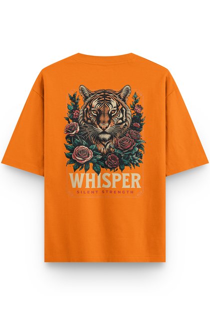 Whisper Kaplan Sırt Printed Yarı Oversized Orange T-Shirt 1376
