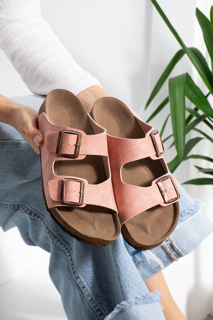 Milano Double Tape Buckled Slipper | Comfortable Sole Casual Summer Shoes Sandals - Slipper