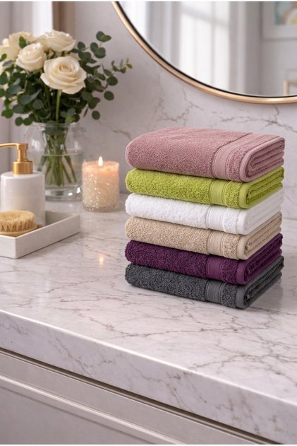 Set of 6 100% Cotton Hand and Face Towels 50X70