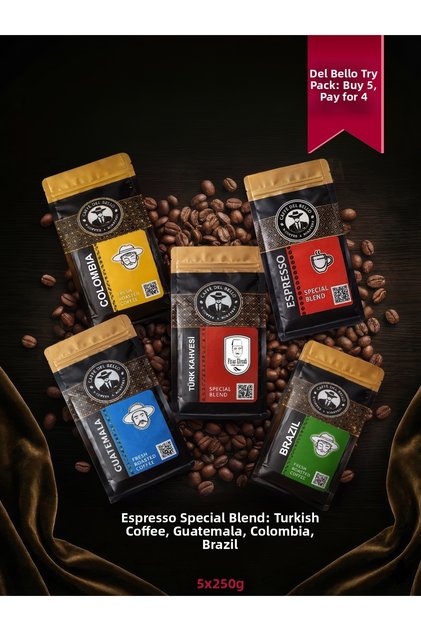 Espresso Familiarization Pack (Espresso Special Blend, Colombia, Guatemala, Brazil, Vip Turkish Coffee)