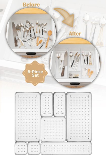 Multifunctional 8 Piece Transparent Drawer Organizer