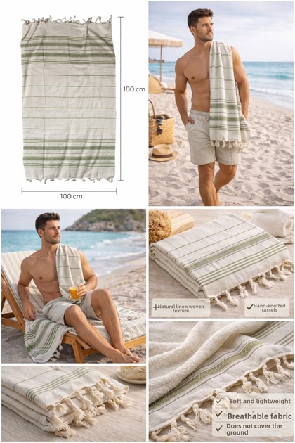Woven Peshtemal Towel – Simple and Stylish Design, Lightweight and Quick-Drying (Beach, Bathroom, Spa, Hammam)