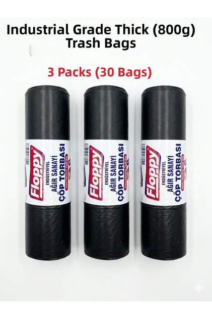 80X110 Industrial Garbage Bag 800 Gr Thick Black 30 Pieces Durable