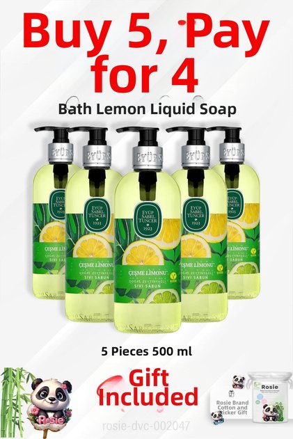 Çeşme Lemon Liquid Soap 500 ml Buy 5 Get 4 and Rosie Cotton
