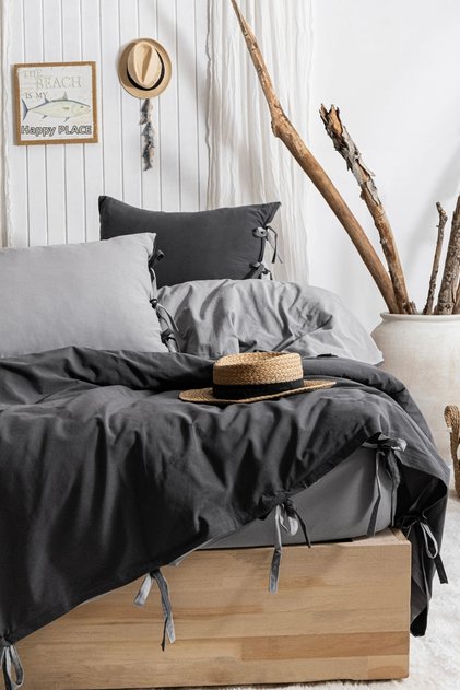 100% Cotton Double-Sided Duvet Cover Set Colorfull Anthracite-Grey Double Size 200X220 cm