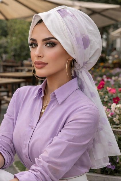 White Tie-Dye Pattern Hat Bonnet