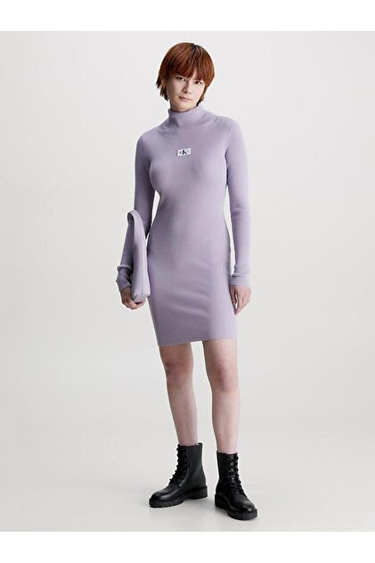 Calvin Klein BADGE ROLL NECK SWEATER DRESS- Trendyol