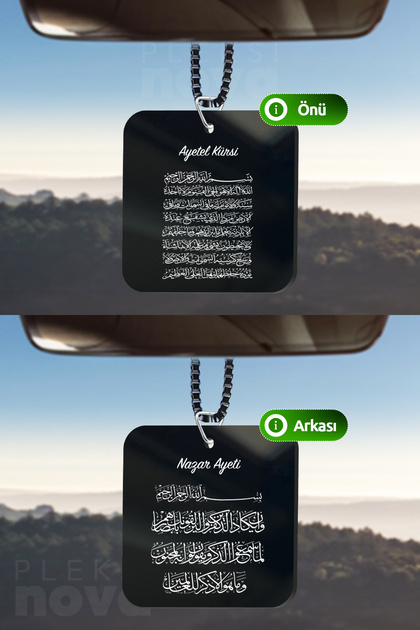Ayetel Kürsi ve Nazar Dualı Araba Süsü Dikiz Aynası Süsü Araba Süsü - Çift Taraflı