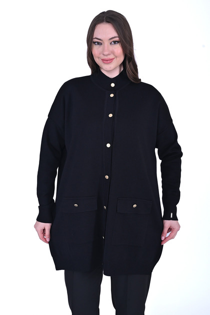 French Knitwear Wool Cardigan Black