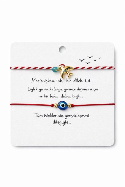 Marteniçka Lucky Bracelet with Swallow and Evil Eye Beads, Set of 2