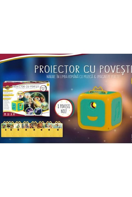 Lumină de noapte cu proiector de povești — 10 cărți de proiecție, 16 cântece de leagăn, 64 de scene, obiectiv cu zoom