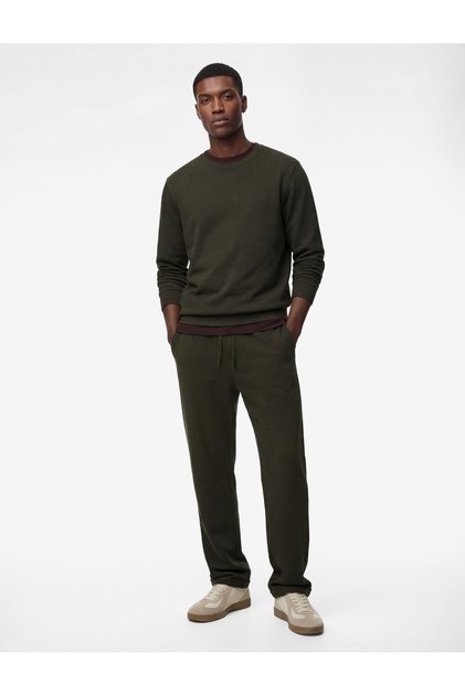 Straight Fit Pocketed Double Leg Trousers with Tie Waist